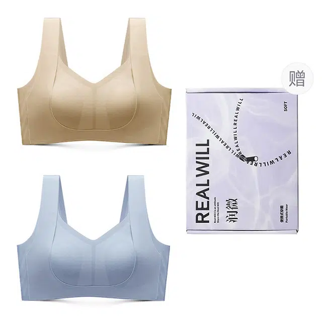 润微 提拉山茶花收副乳防下垂薄款文胸 女款 组合装