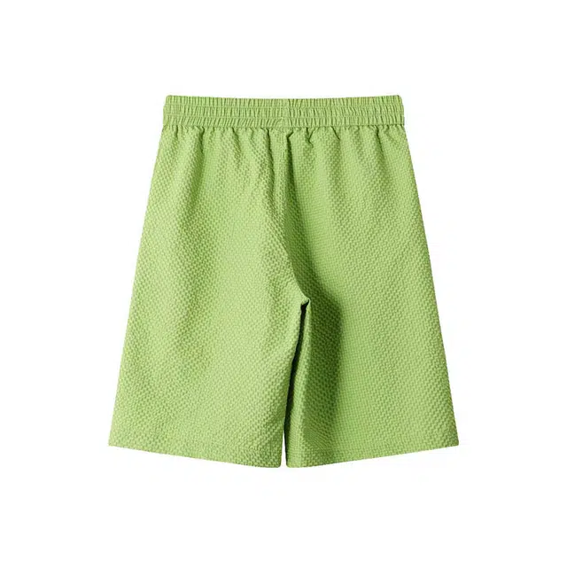 单爵 多巴胺绿色泡泡纱速干裤子刺绣腊肠狗夏季休闲短裤 男女同款