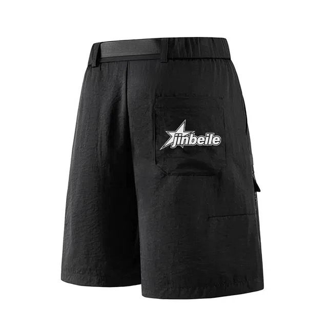 金贝勒 运动休闲简约字母直筒松紧舒适百搭宽松工装短裤 男女同款