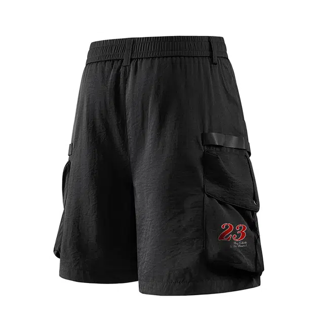 金贝勒 运动休闲简约字母舒适百搭直筒宽松拉链透气工装短裤 男女同款