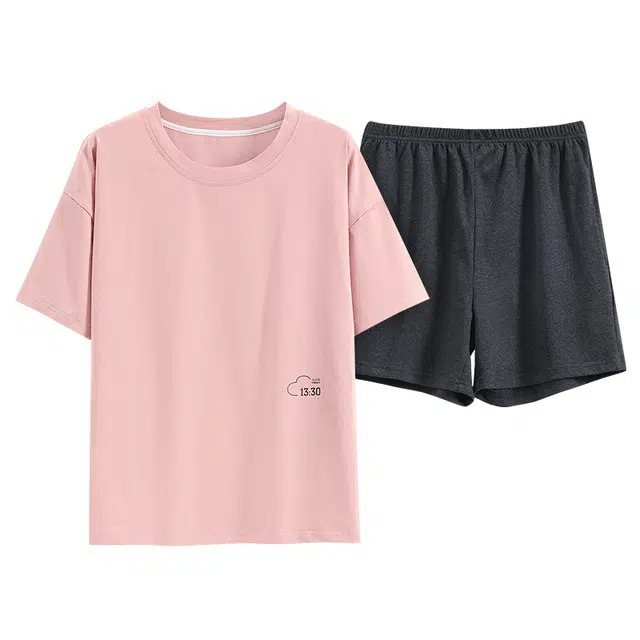 睦隆世家 短袖大码薄款休闲外穿家居服夏季睡衣套装 女款