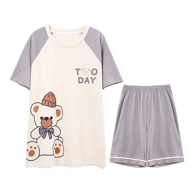 向薇 男士圆领套头纯棉短袖短裤薄款可外穿家居服休闲睡衣套装 男款