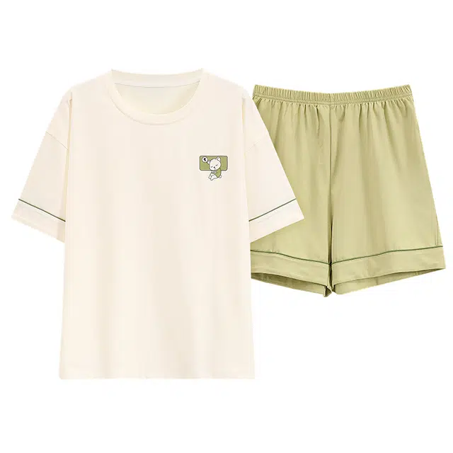 睦隆世家 休闲外穿纯棉短袖家居服简约睡衣套装 女款