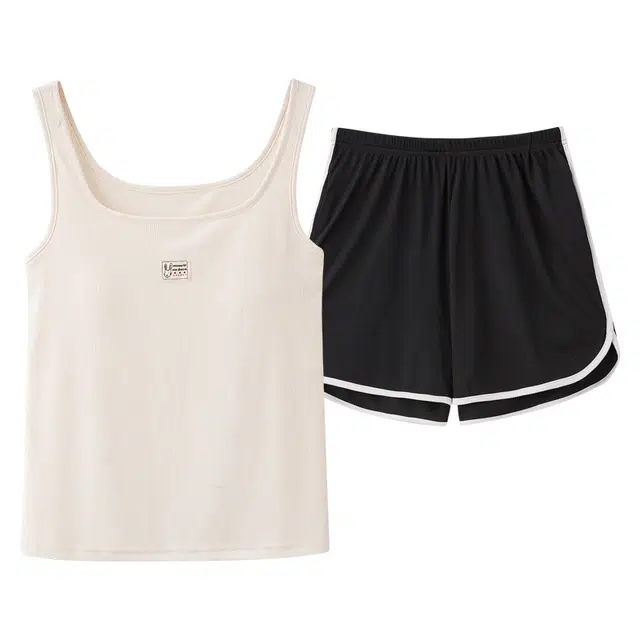 俏佳人 带胸垫无袖背心休闲舒适垂感亲肤可外穿透气家居服睡衣套装 女款