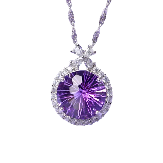 迈奇的礼物 好运自然面级切工晶宝石天然 紫水晶 吊坠 女款