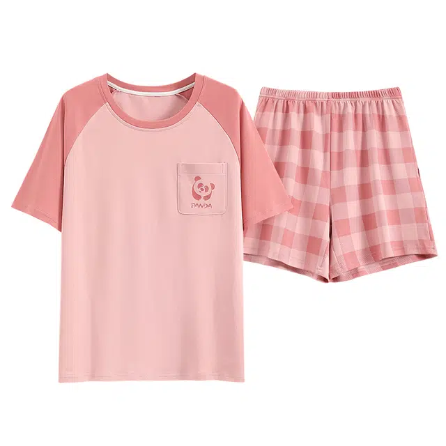 睦隆世家 短袖纯棉休闲外穿简约家居服睡衣套装 女款