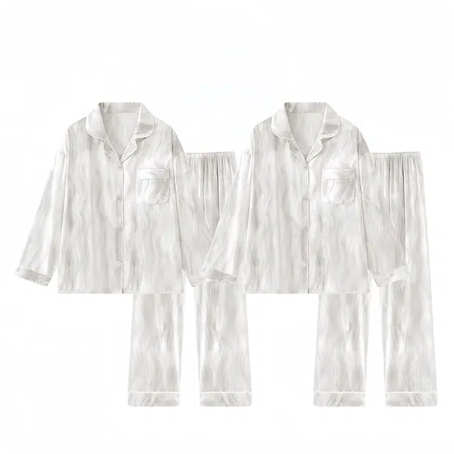 俏韵 冰丝长袖长裤薄款简约高级感家居服睡衣套装 男女同款