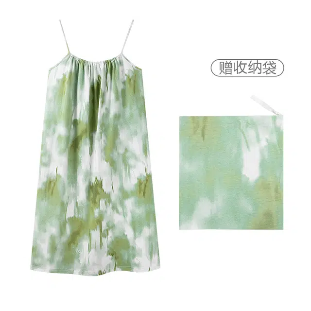 俏霓桐 夏季薄款时尚简约甜美小清新休闲舒适棉亲肤透气无袖家居服可外穿睡裙 女款