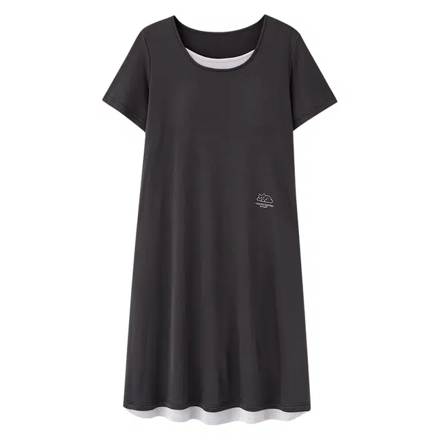 俏佳人 短袖带胸垫休闲慵懒风舒适可外穿透气垂感亲肤家居服睡裙 女款