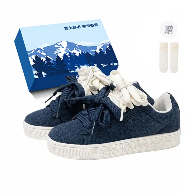 小鹿米利 小众高级感 百搭休闲学生校园复古风 包裹性防滑耐磨 低帮 板鞋 女 蓝色