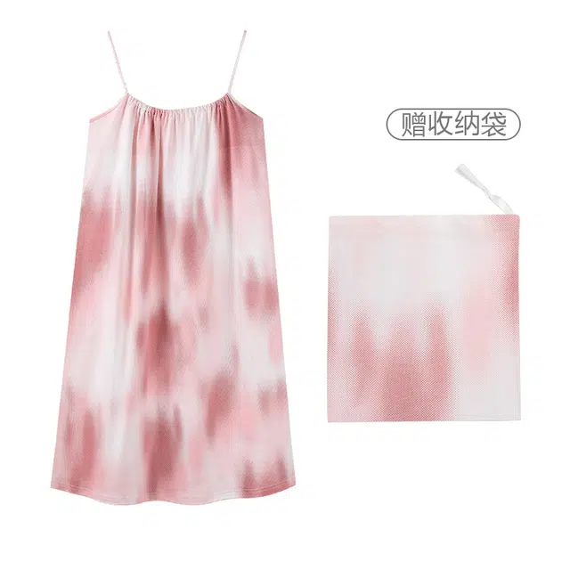 俏霓桐 夏季薄款时尚甜美优雅少女风简约休闲棉透气亲肤无袖家居服可外穿睡裙 女款