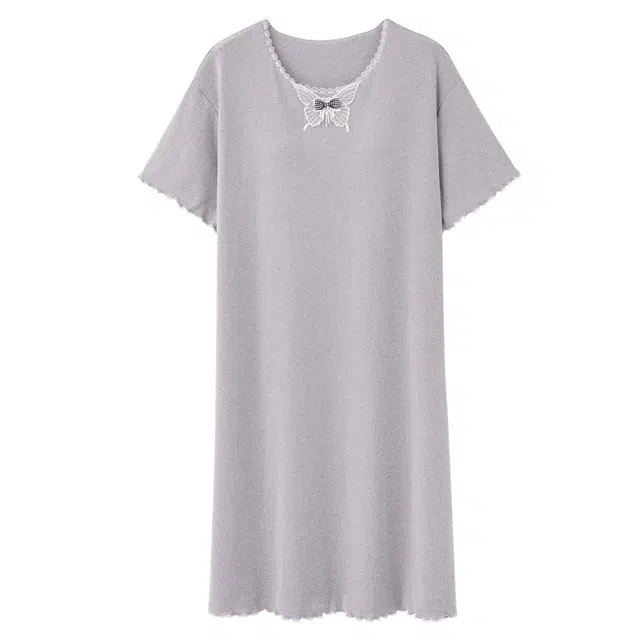 俏佳人 带胸垫设计感短袖套头休闲慵懒风舒适可外穿透气家居服垂感亲肤睡裙 女款