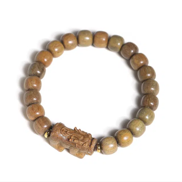 仙友 新中式国潮开运招财纳福貔貅转运文玩八方来财平安喜乐考公上岸盘玩招财进宝小众设计#好运 檀木 手串 男女同款情侣款