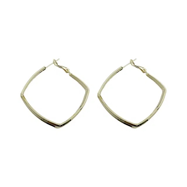 双生恋 简约线条几何方形小众设计感百搭时尚精致日常通勤轻奢高级感 铜 耳环 女款
