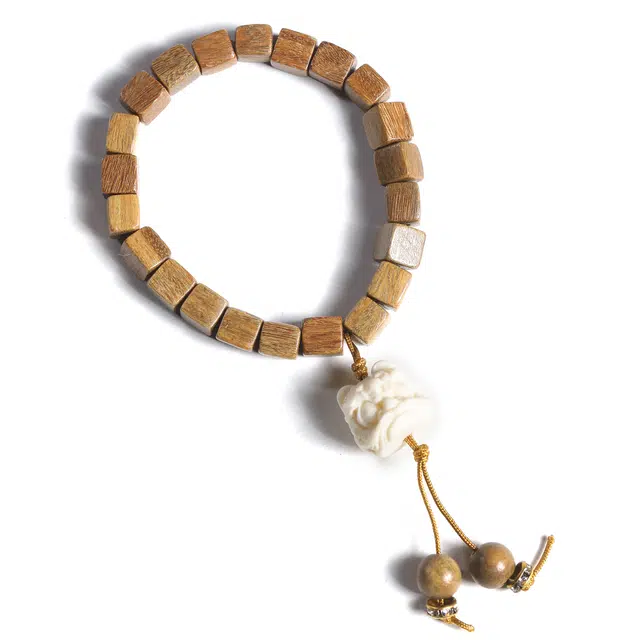 仙友 新中式国潮开运招财纳福醒狮转运文玩八方来财平安喜乐盘玩小众设计 绿檀 手串 男女同款情侣款