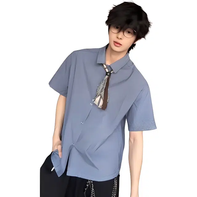 单爵 格子时尚简约百搭短袖衬衫 男女同款