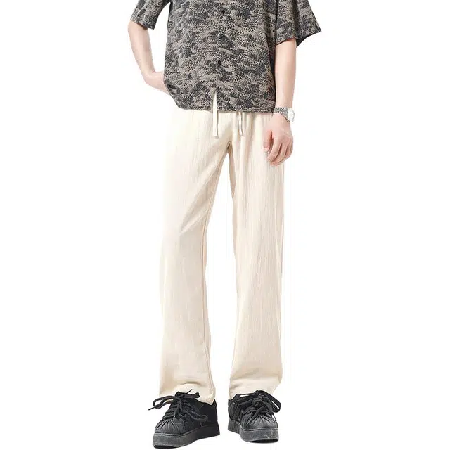 颂希尔 美式复古宽松直筒长裤夏季薄款透气运动卫裤休闲裤 男女同款