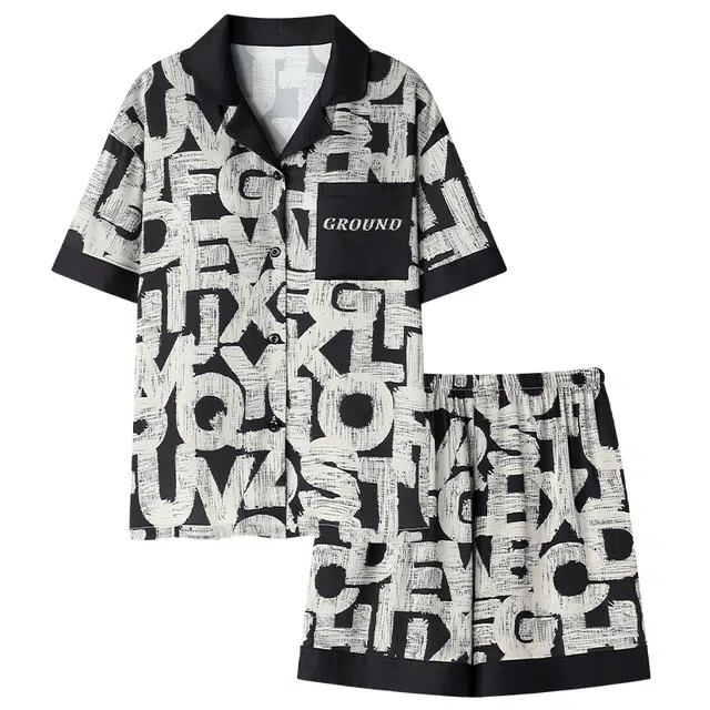 好福份 带胸垫简约短袖优雅家居服三分裤夏季睡衣套装 女款