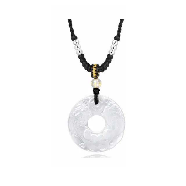 聆听花开 国风国潮新中式貔貅平安扣转运珠 六字真言好运手工编织复古高级 黑曜石 项链 男女同款情侣款