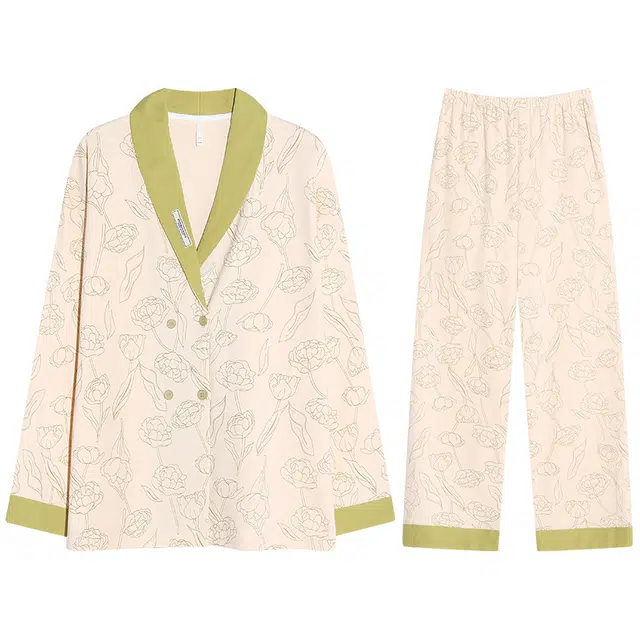 向薇 长袖软和舒适简约可外穿家居服睡衣套装 女款