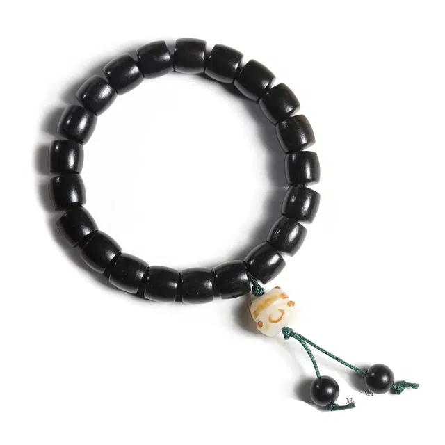 仙友 小众设计新中式国潮开运招财猫纳福转运文玩八方来财平安喜乐好运 黑檀 木作手串 男女同款情侣款