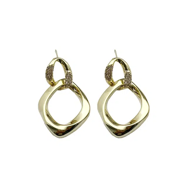 双生恋 环环相扣 莫比乌斯环 小众设计百搭时尚精致日常通勤 铜 耳环 女款