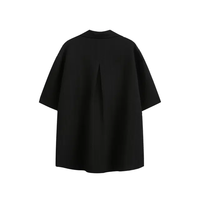 欧路得 古巴领肌理感夏季百搭休闲宽松高级感外套短袖衬衫 男款