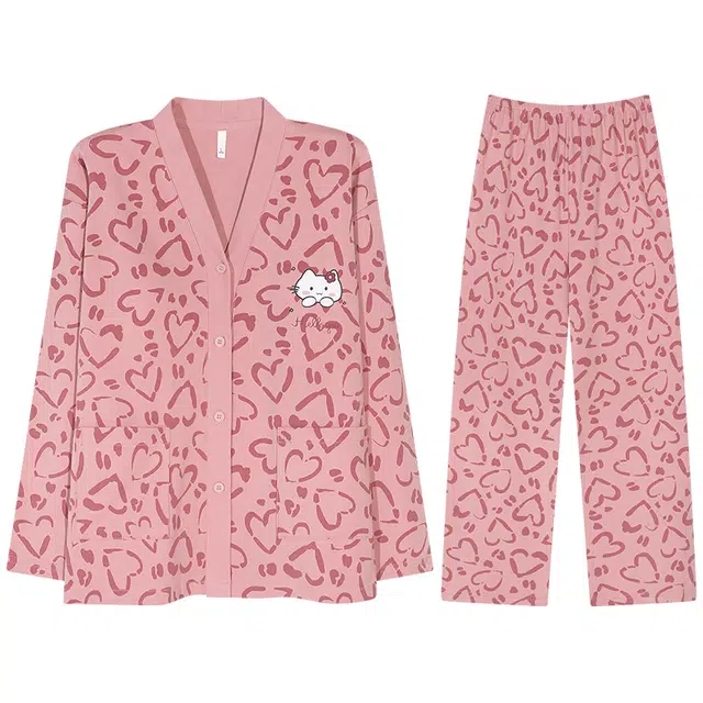 向薇 带胸垫一体长袖长裤卡通家居服睡衣套装 女款