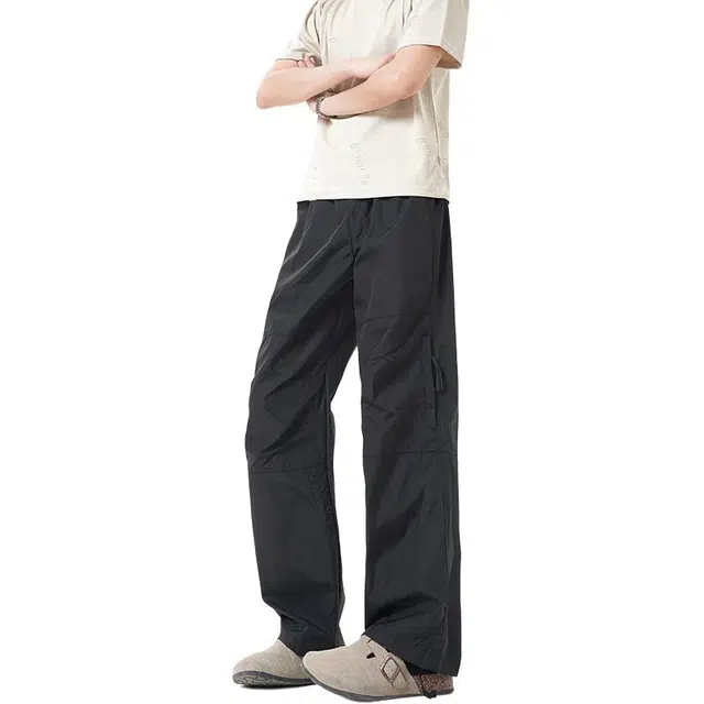 颂希尔 美式复古简约纯色直筒长裤工装裤潮流阔腿休闲裤 男女同款