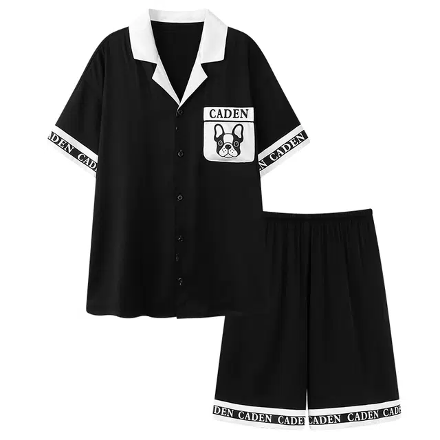 好福份 简约休闲宽松冰丝家居服睡衣套装 男款