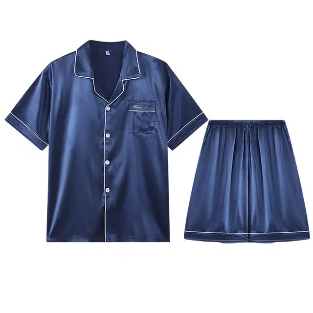 向薇 短袖短裤薄款凉感休闲简约青少年睡衣套装 男款