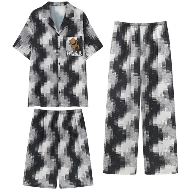 好福份 简约舒适时尚透气家居服睡衣套装 男款