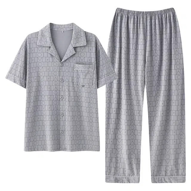 芬腾可安 可外穿时尚气质舒适休闲显瘦遮肉大学生宿舍可穿家居服睡衣套装 男款