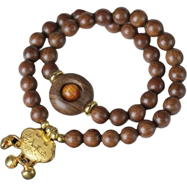 爵倾 时来运转古雅经典宫锁珠链手串 金丝檀木 珠串 男女同款情侣款