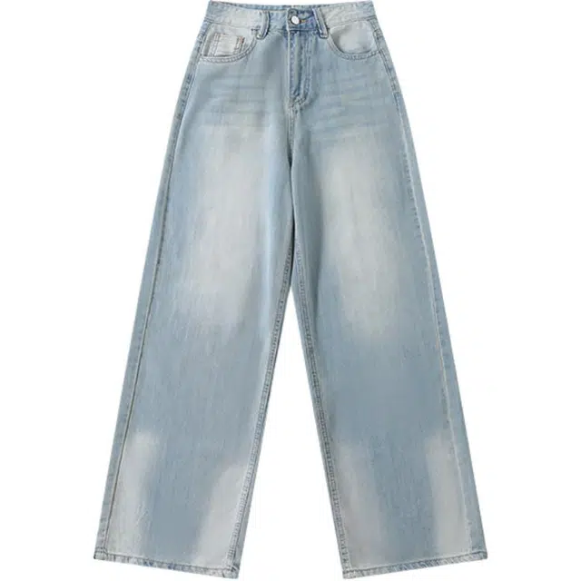 拾籍 复古风高腰设计夏季宽松直筒显瘦阔腿牛仔裤 女款