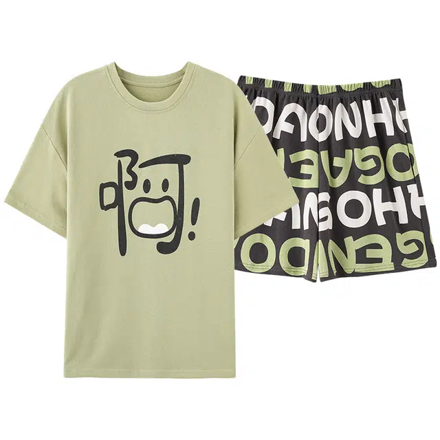 俏佳人 舒适透气纯棉套头休闲慵懒短袖家居服柔软亲肤睡衣套装 女款