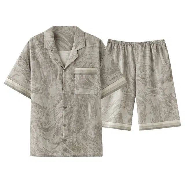 俏佳人 青春活力透气亲肤短袖休闲家居服睡衣套装 男款