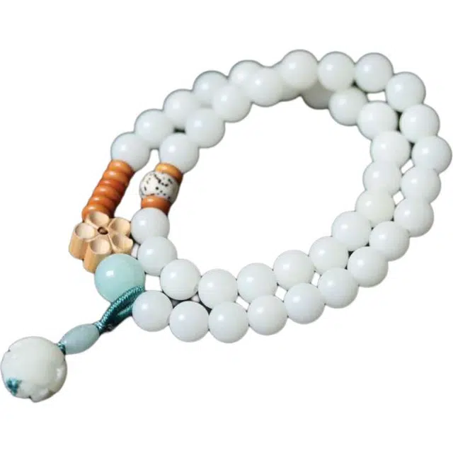 爵倾 黄杨梅花两圈款 白玉菩提 珠串 男女同款情侣款