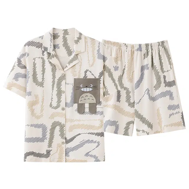 俏佳人 卡通舒适透气休闲慵懒短袖家居服柔软亲肤睡衣套装 女款