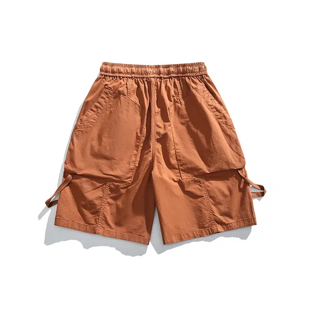 【dme】 美式复古大口袋水洗做旧工装纯色宽松直筒五分裤休闲短裤 男女同款