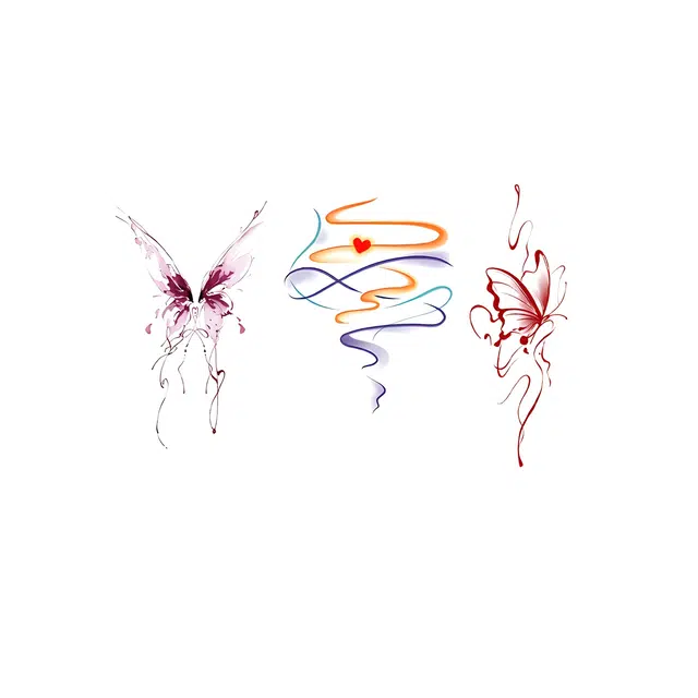 计轩  紫蕴消蝶高颜值纹身贴 可洗辣妹性感腰部背部彩色