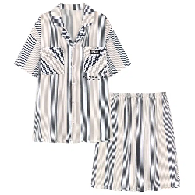 好福份 时尚休闲透气冰丝家居服睡衣套装 男款