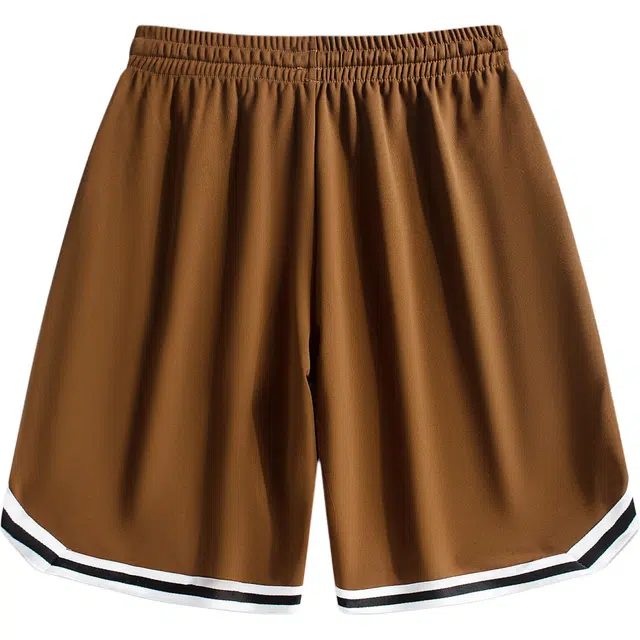 萌芽熊 美式训练跑步复古微章几何字母印花宽松通勤运动百搭直筒垂感五分休闲短裤 男女同款