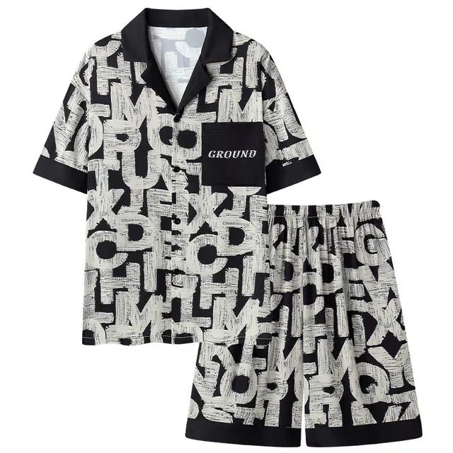 好福份 休闲舒适时尚简约短袖家居服睡衣套装 男款