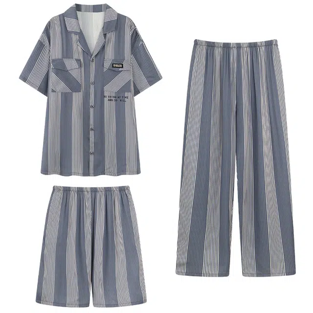 好福份 休闲简约舒适透气家居服短袖睡衣套装 男款