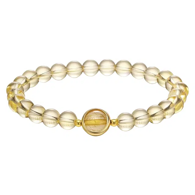 陌阡雪 招财进宝 八方来财 日进斗金 纳福转运小众高级感百搭天然 黄水晶 手串 女款