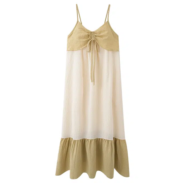 俏佳人 带胸垫透气亲肤休闲拼接无袖吊带家居服睡裙 女款