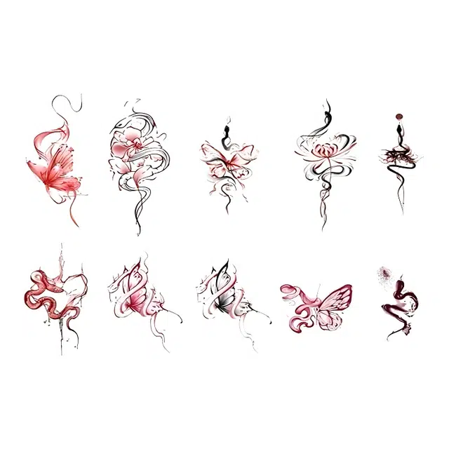 计轩  彼岸花蛇纹身贴 防水持久彩绘