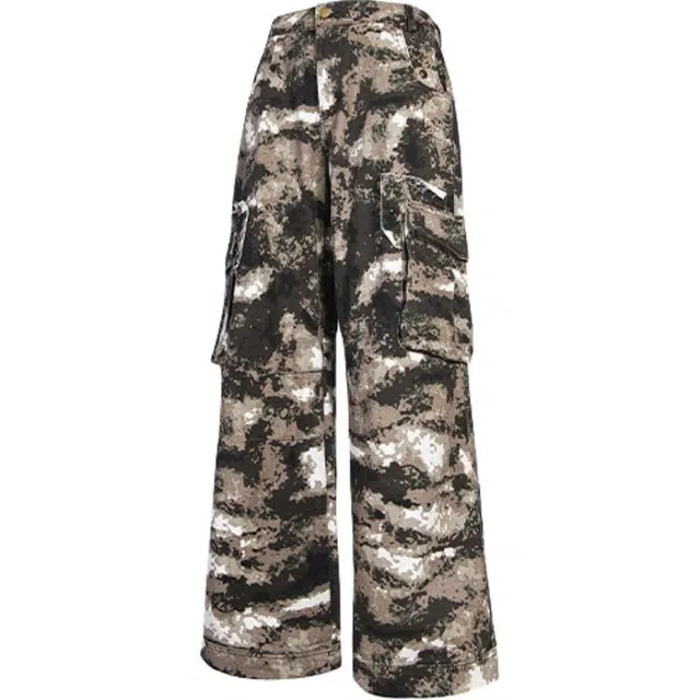 奇迹街区 美式复古迷彩直筒潮牌阔腿宽松百搭休闲裤 男女同款