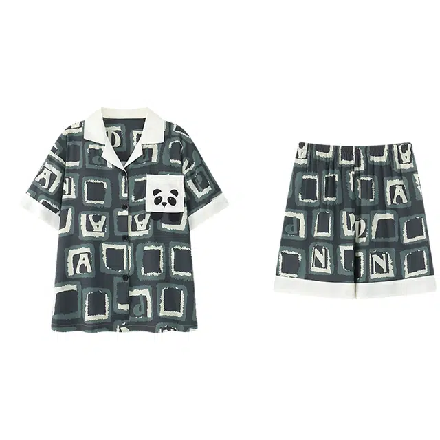 好福份 夏季情侣休闲简约透气面料家居服睡衣套装 男女同款